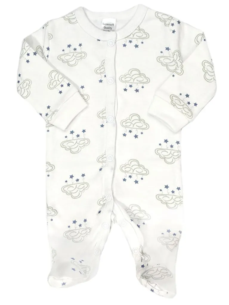 100% Cotton Cloud & Stars Sleepsuit