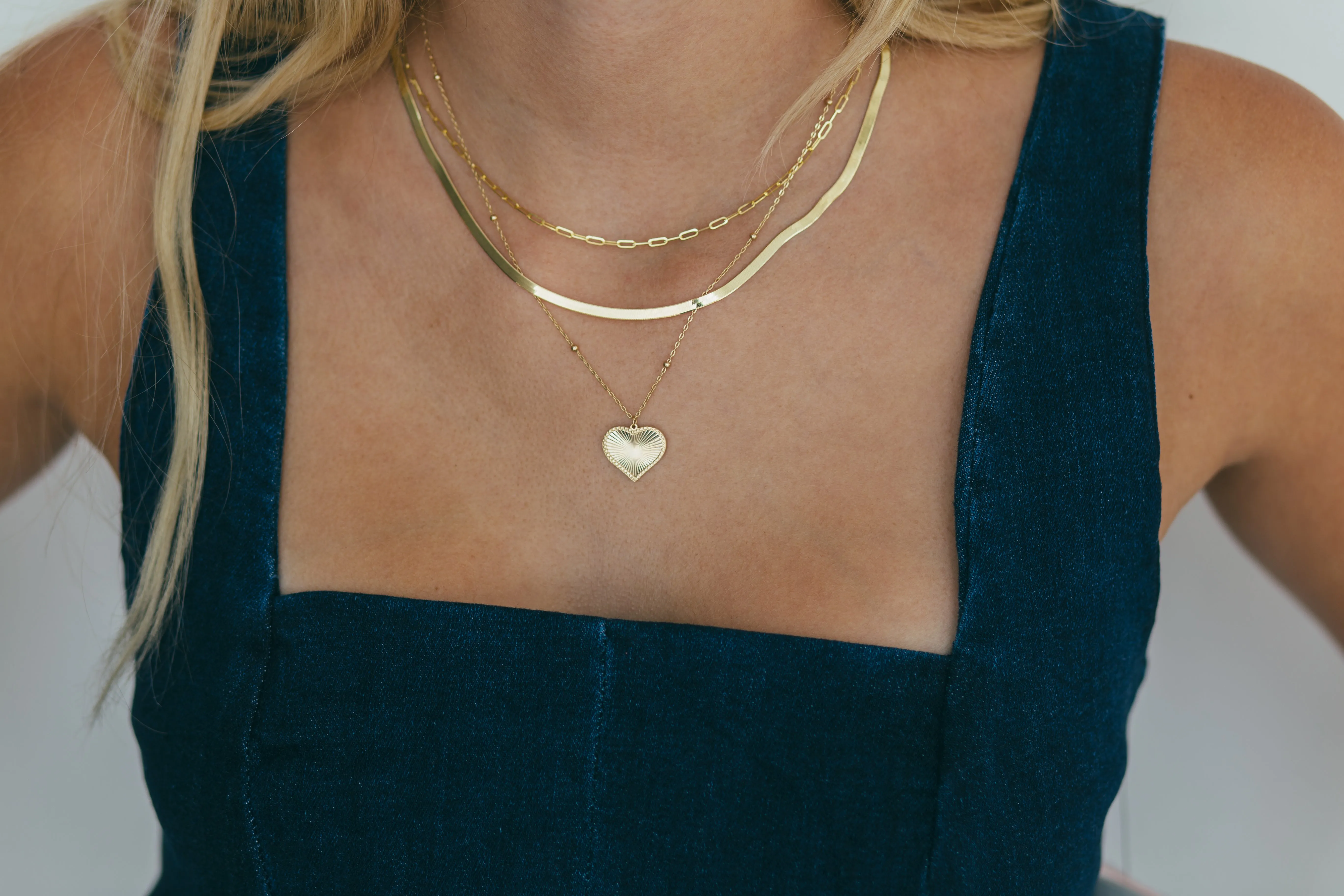 10K Gold Herringbone Chain Necklace