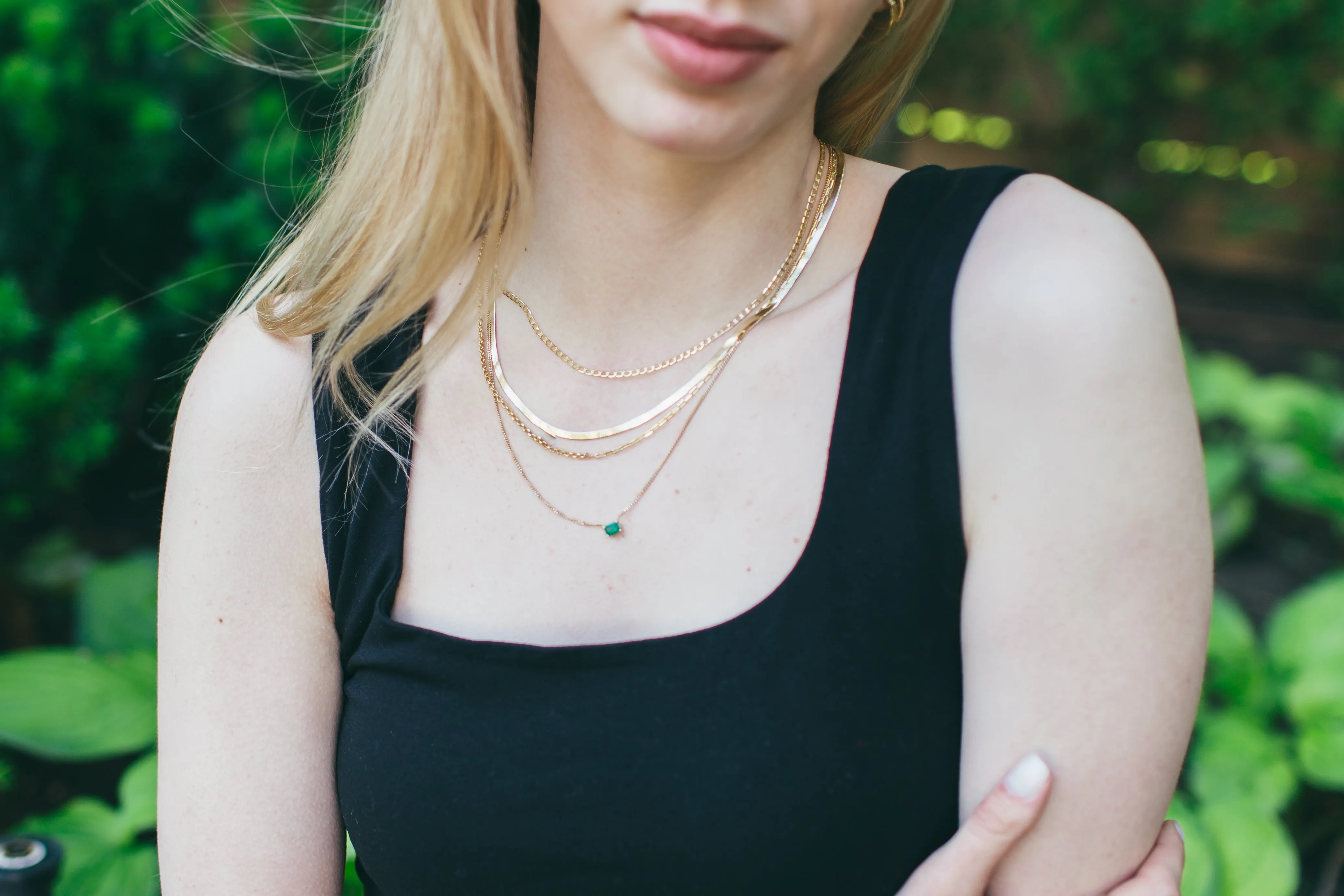 10K Gold Herringbone Chain Necklace