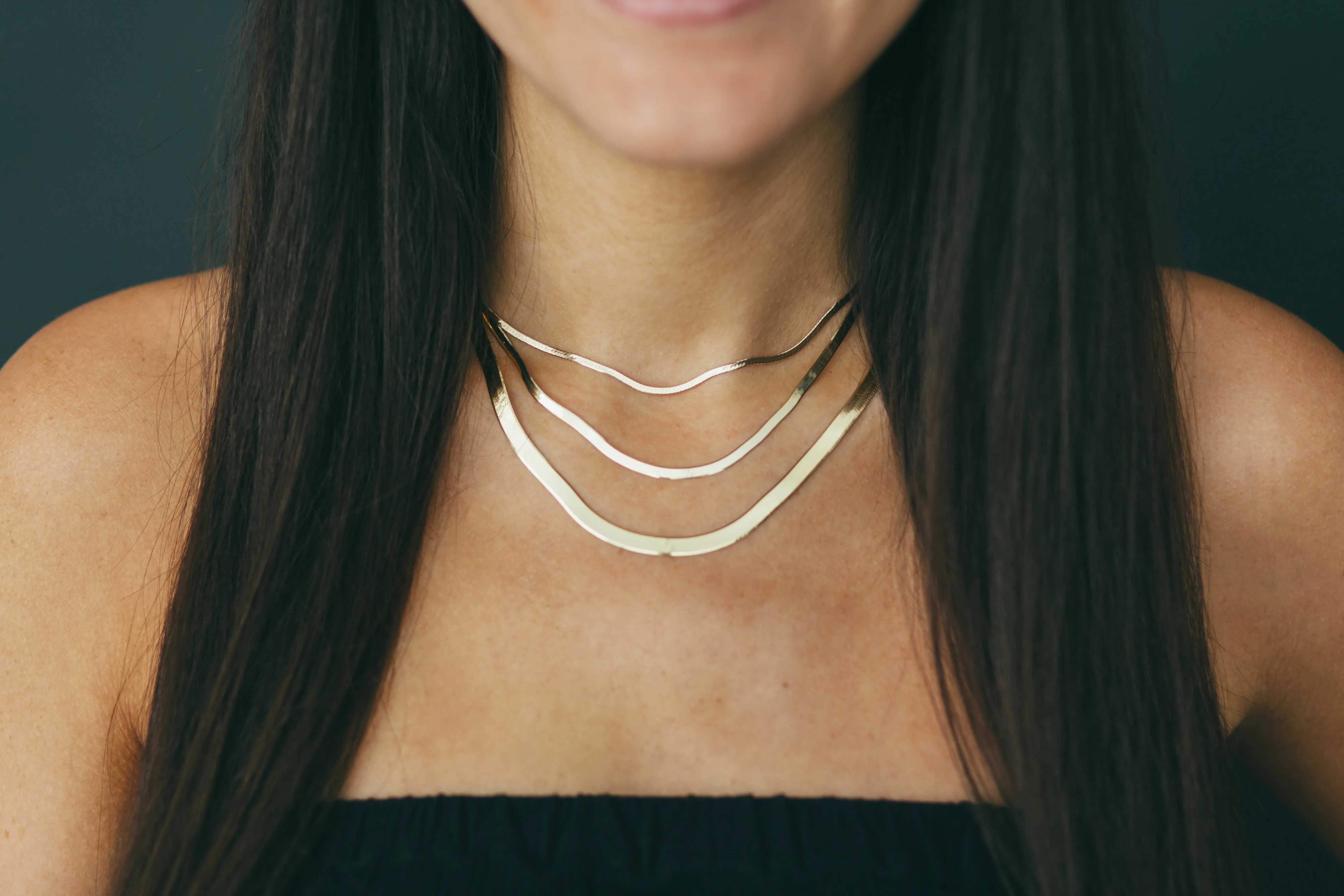10K Gold Herringbone Chain Necklace