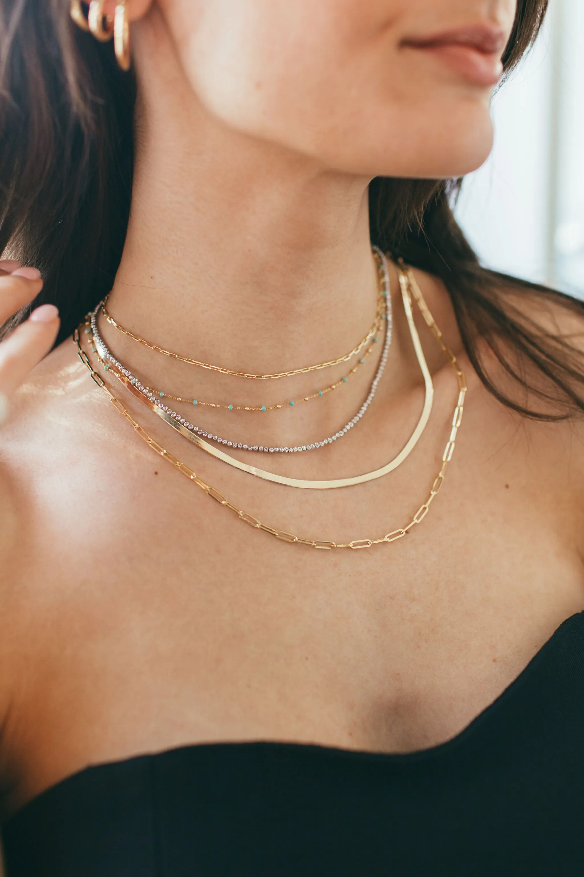 10K Gold Herringbone Chain Necklace