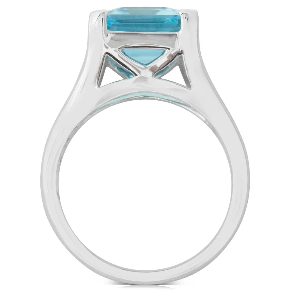 14ct White Gold Blue Topaz Verona Ring