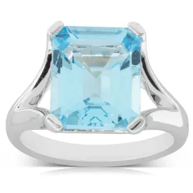 14ct White Gold Blue Topaz Verona Ring