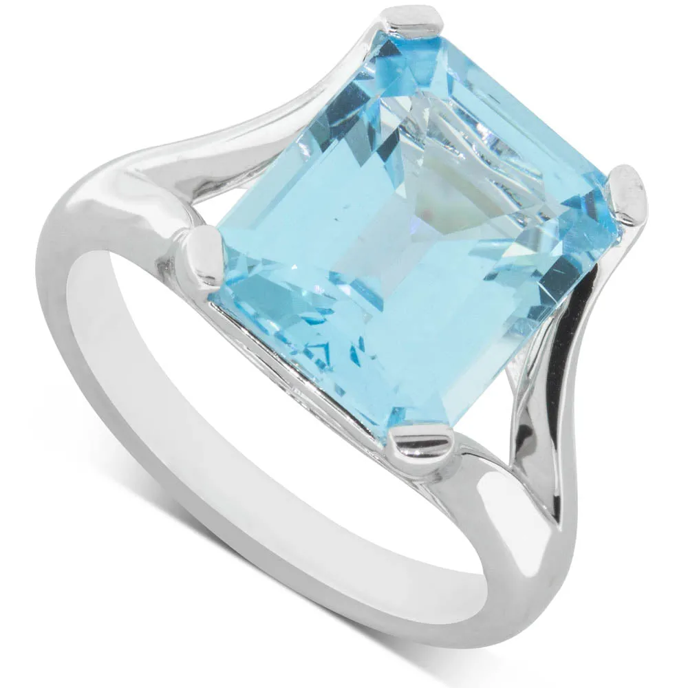 14ct White Gold Blue Topaz Verona Ring