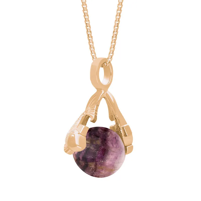 18ct Rose Gold Blue John Zodiac Pisces 8mm Bead Pendant
