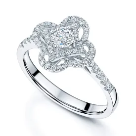 18ct White Gold Diamond Flower Cluster Ring