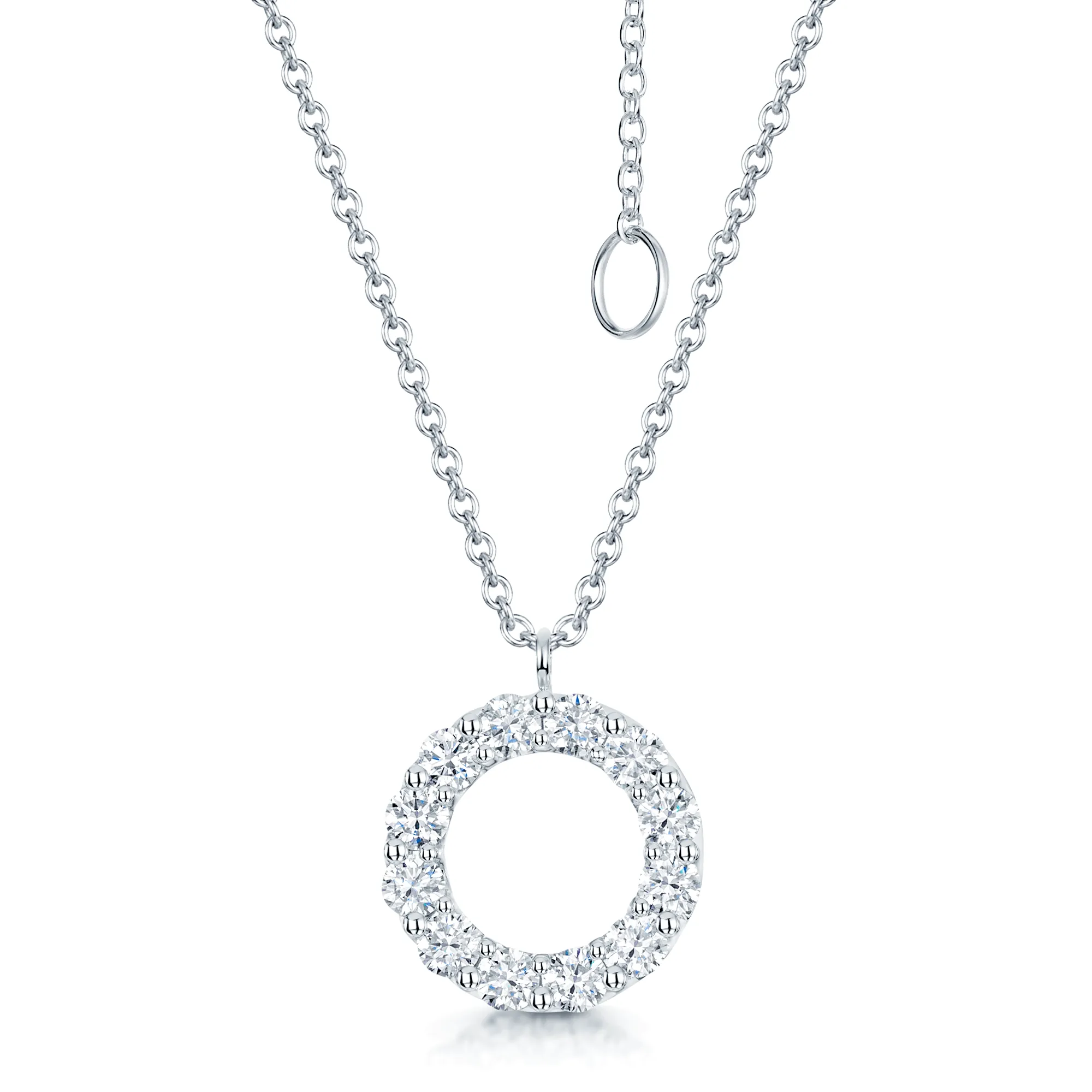 18ct White Gold Diamond Open Circle Pendant