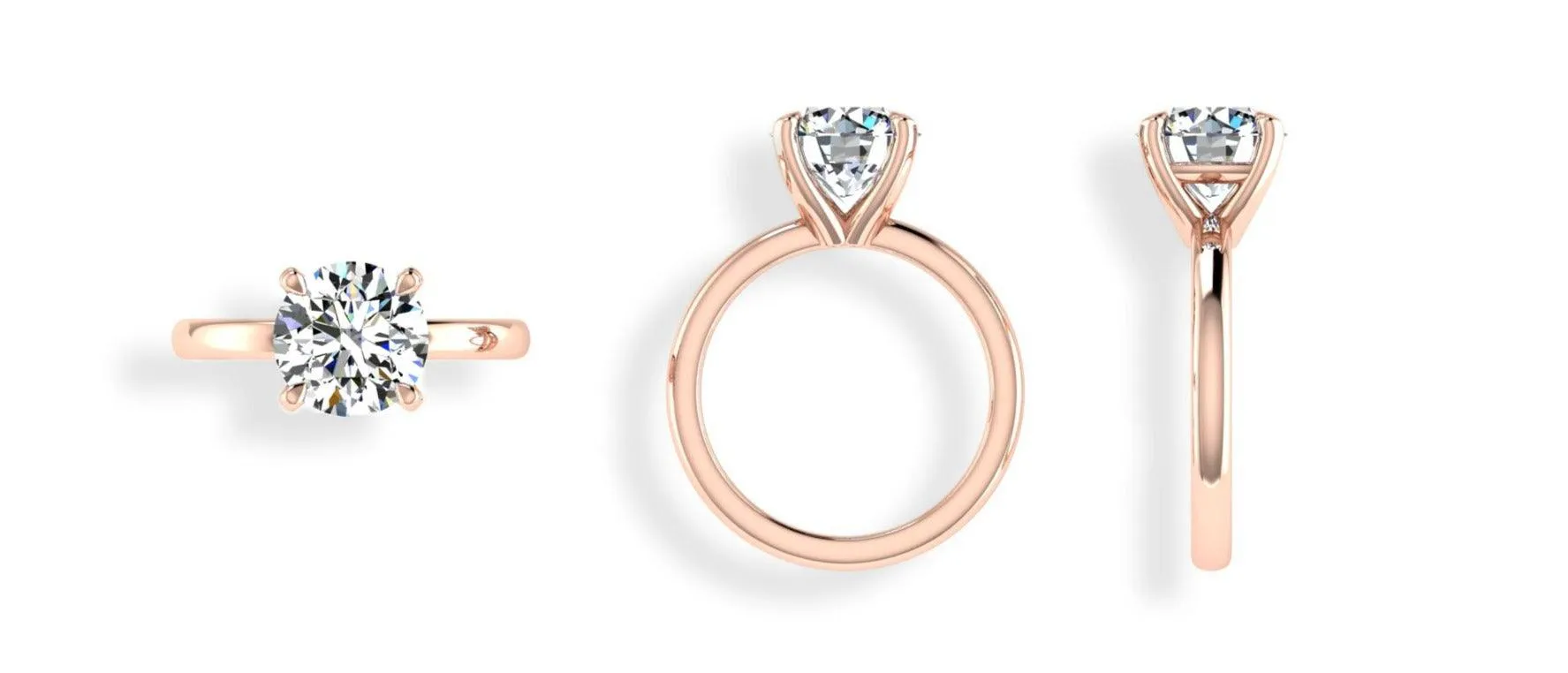 18k Rose Gold Round Solitaire Diamond Engagement Ring
