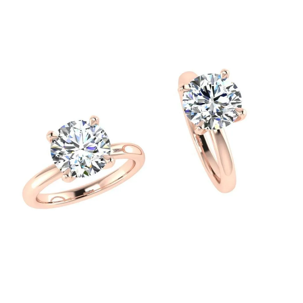 18k Rose Gold Round Solitaire Diamond Engagement Ring