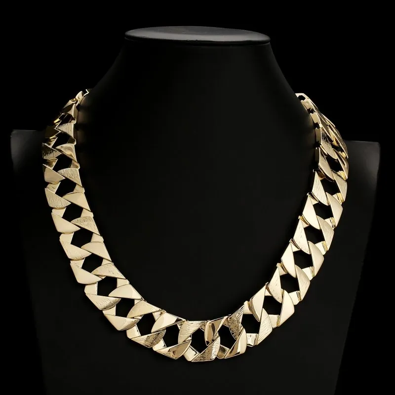 27mm Gold Filled Bonded Bark Chaps Cuban Curb Chain 26 Inch