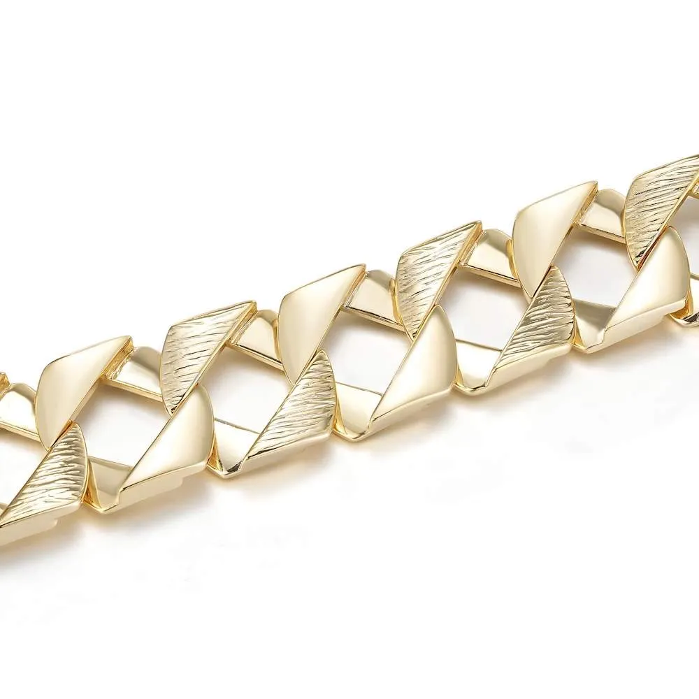 27mm Gold Filled Bonded Bark Chaps Cuban Curb Chain 26 Inch