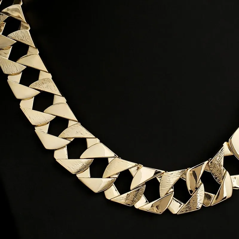 27mm Gold Filled Bonded Bark Chaps Cuban Curb Chain 26 Inch