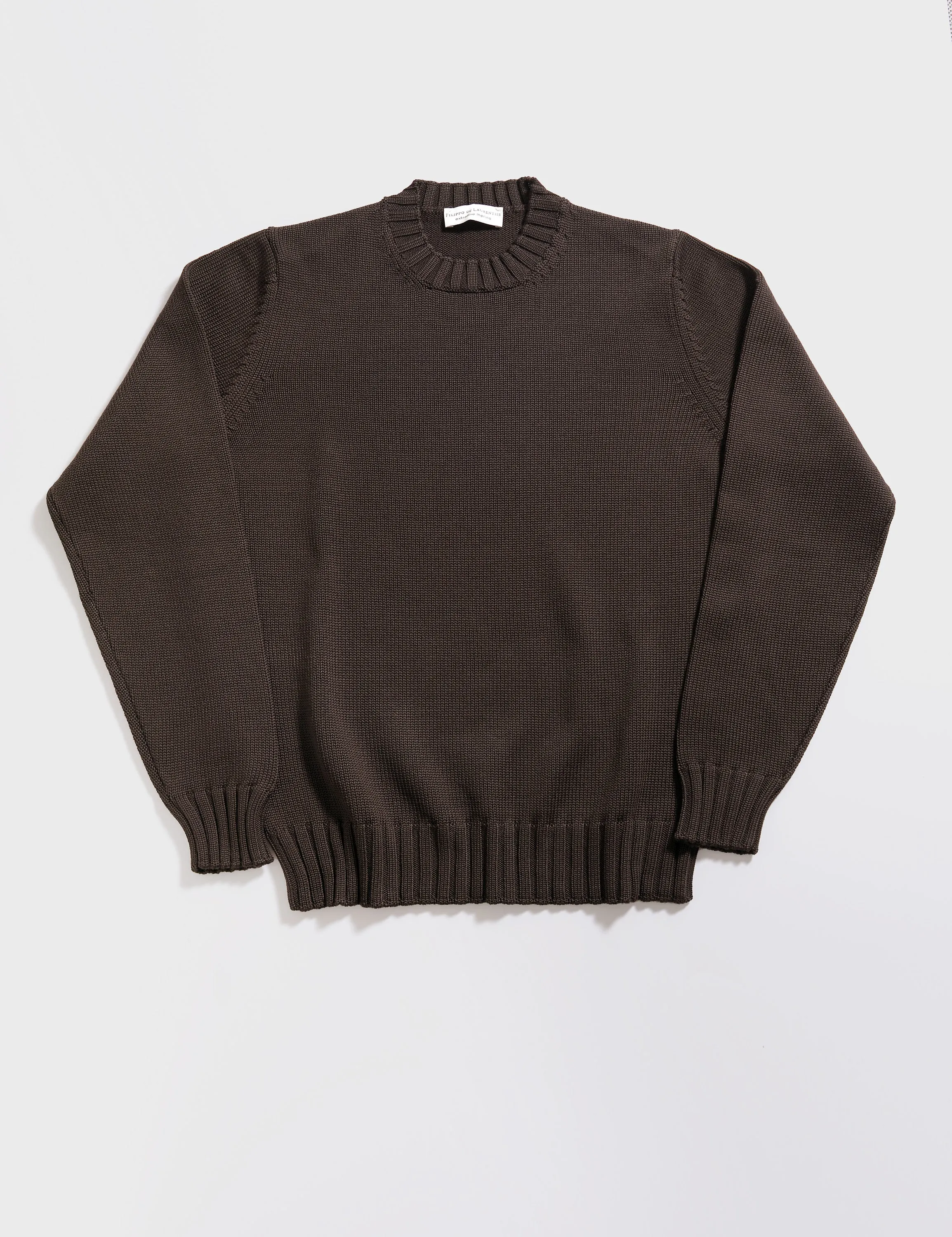 Cioccolato Merino Wool Crewneck Sweater - 5-Gauge Knit