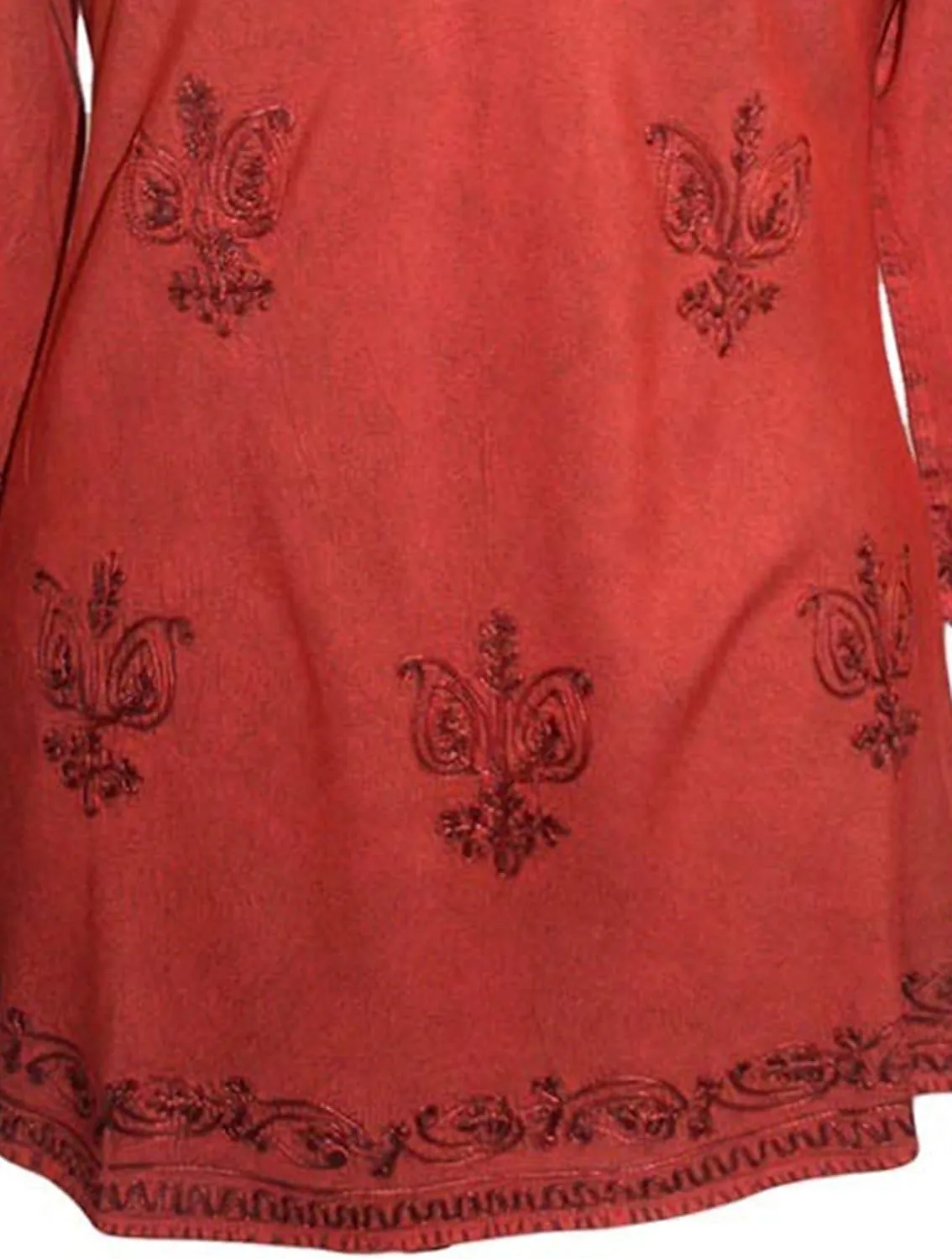 Agan Traders 2025 Summer Long Sleeve Diamond Neck Fall Embroidered Tops - Medieval Boho Vintage Tunic Kurta Blouses for Women