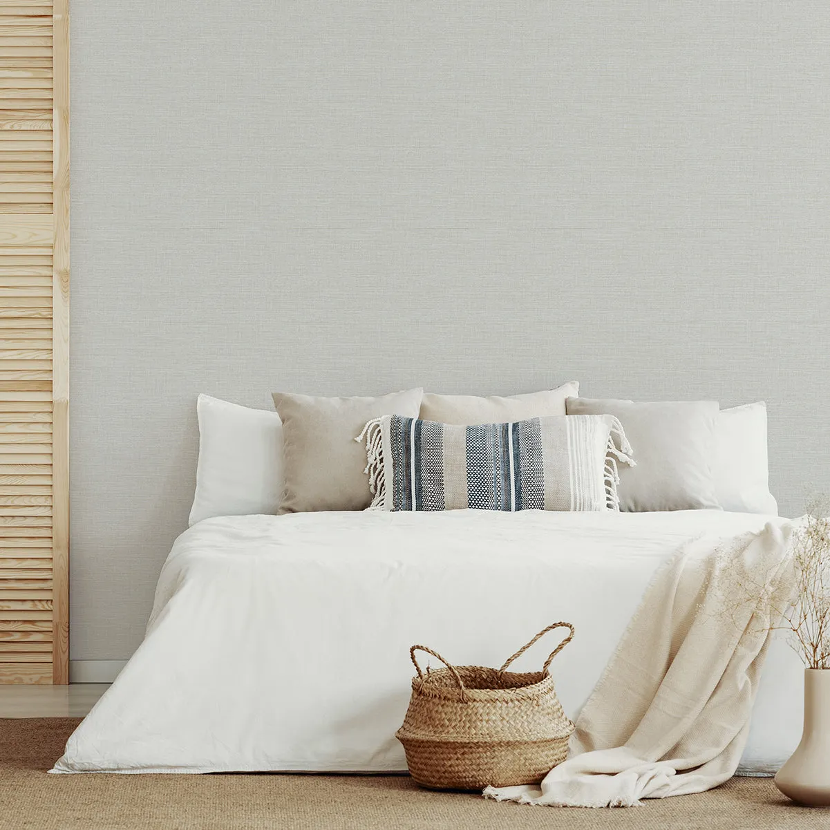 Agave Imitation Grasscloth Wallpaper in Grey from the Pacifica Collection