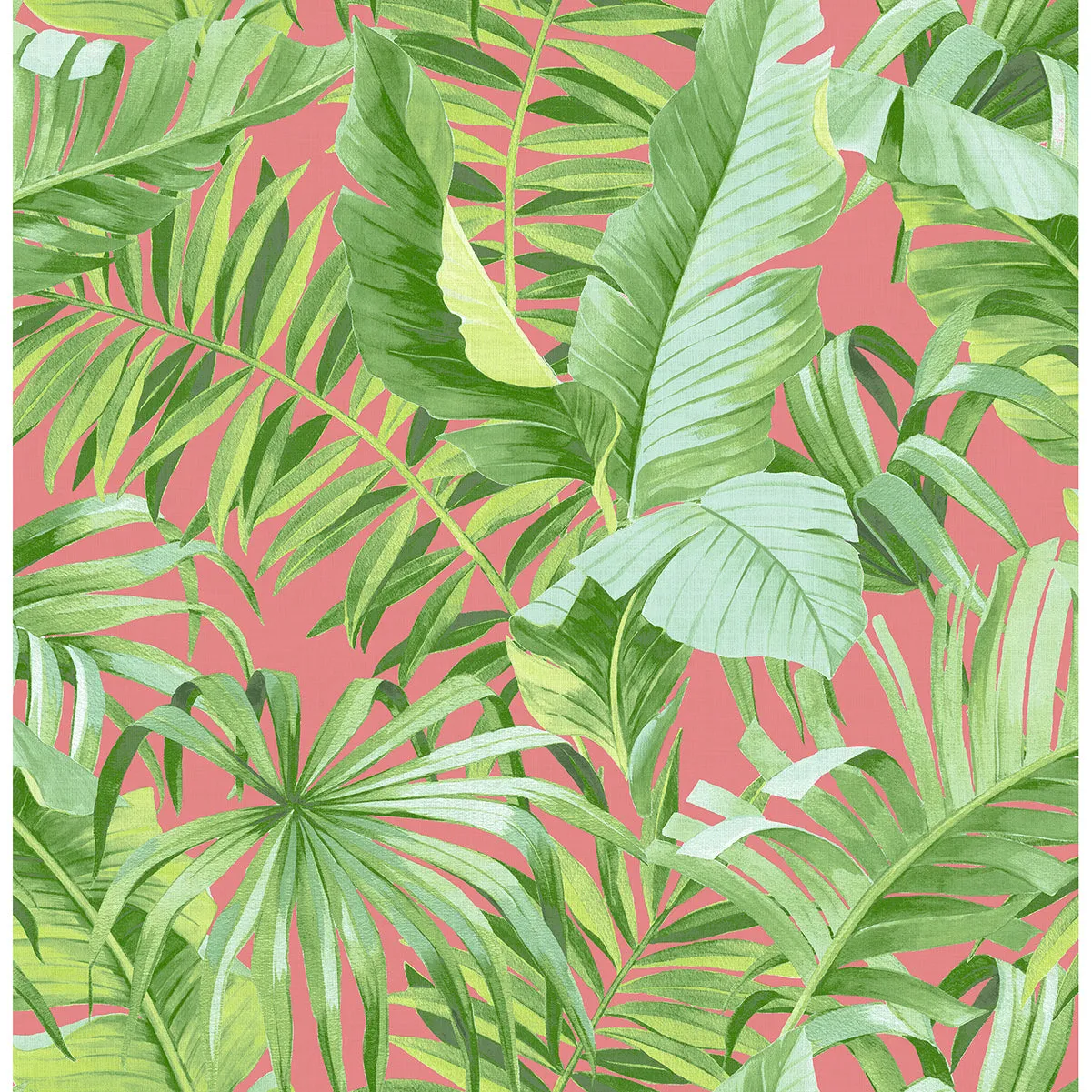 Alfresco Tropical Palm Wallpaper in Coral from the Pacifica Collection