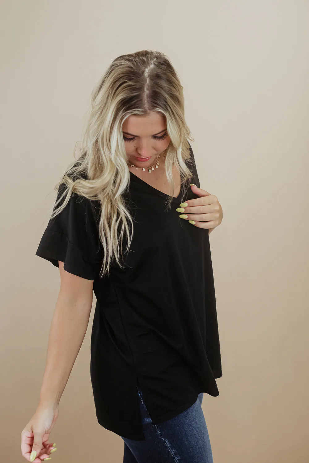 All Basic V Neck Tee, Black