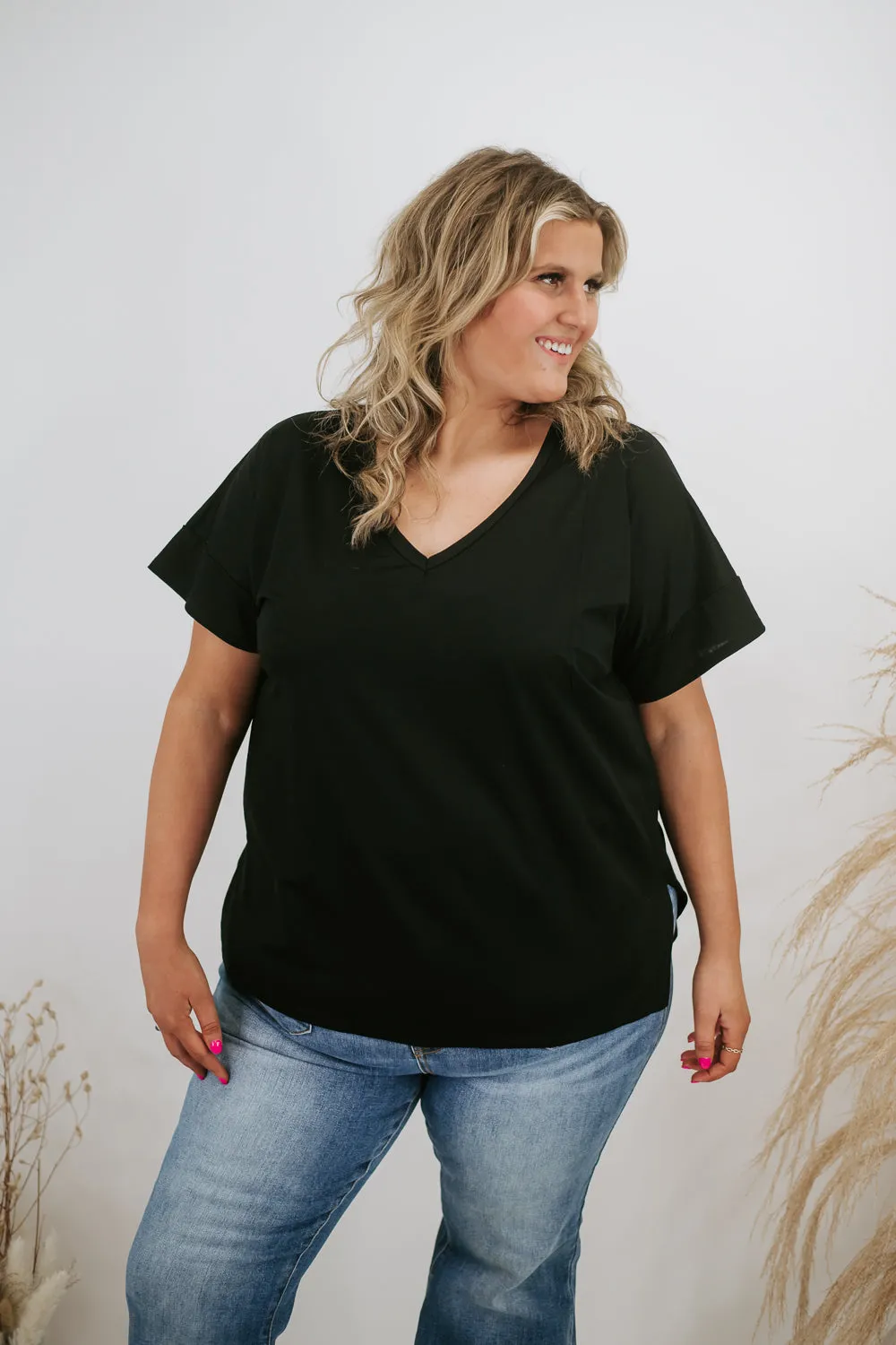 All Basic V Neck Tee, Black