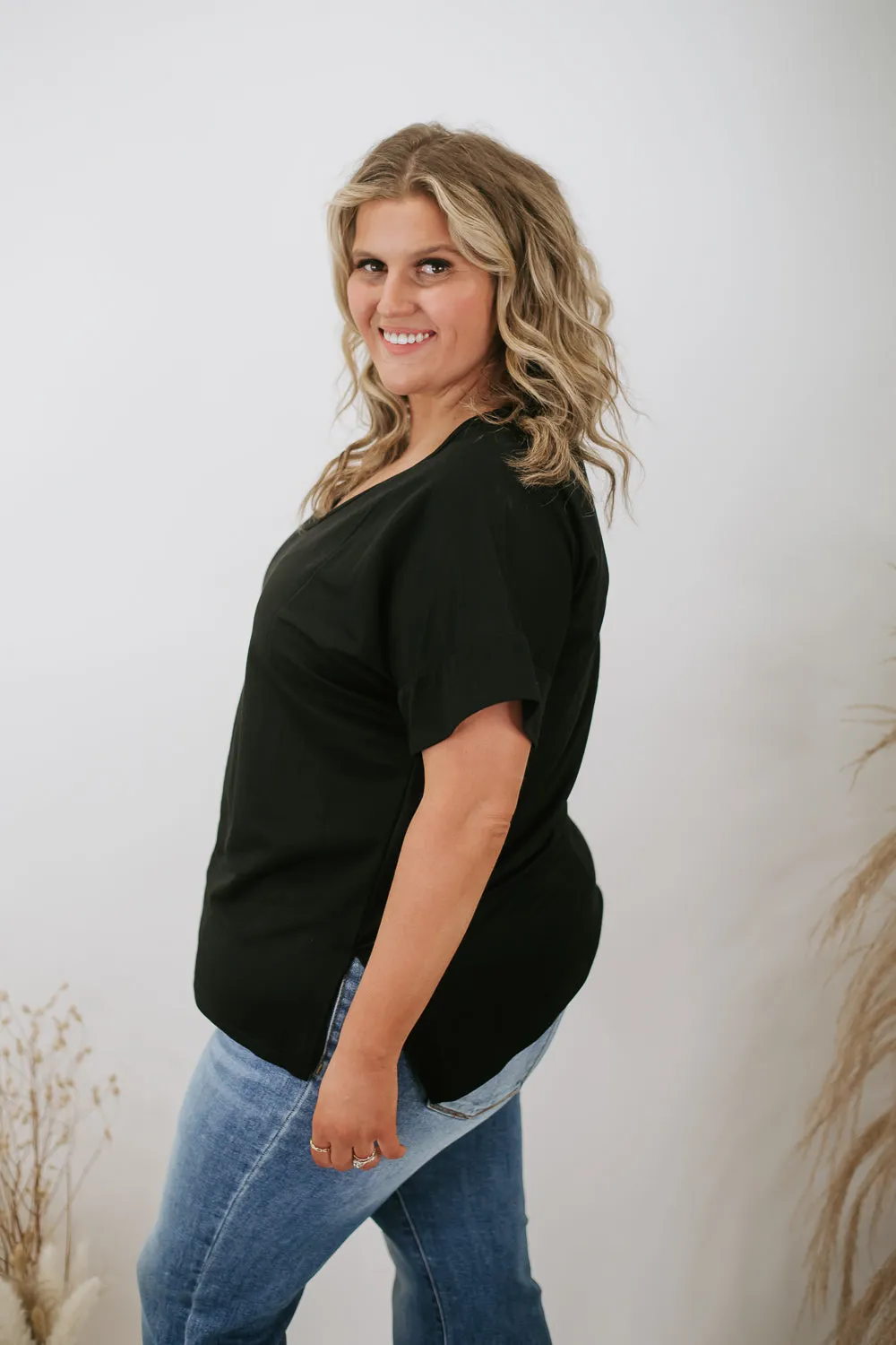 All Basic V Neck Tee, Black