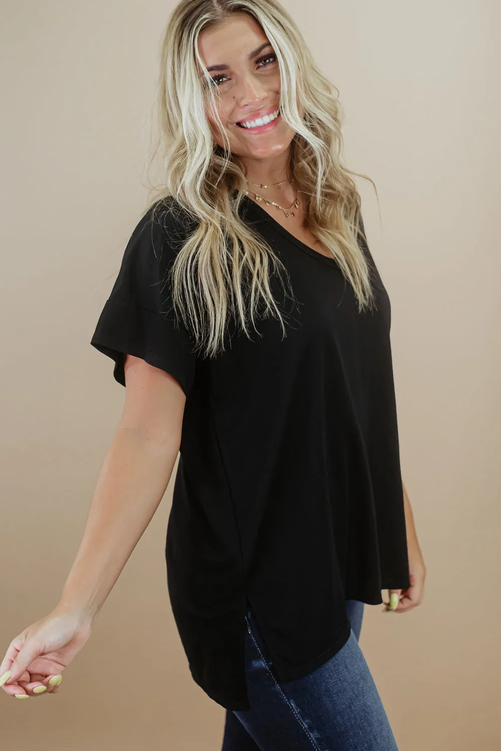 All Basic V Neck Tee, Black