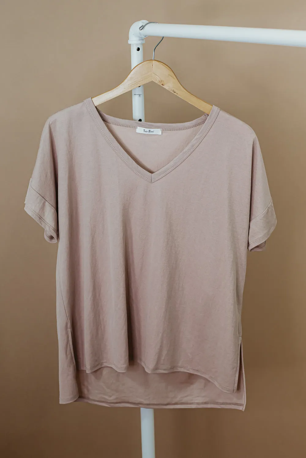 All Basic V Neck Tee, Stone