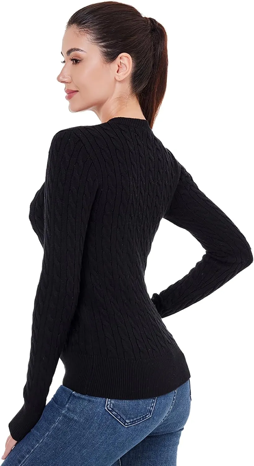 AmlieBoutik Women Cable Knit Cardigan Long Sleeve Open Front Button Down Knitwear Sweater Coat
