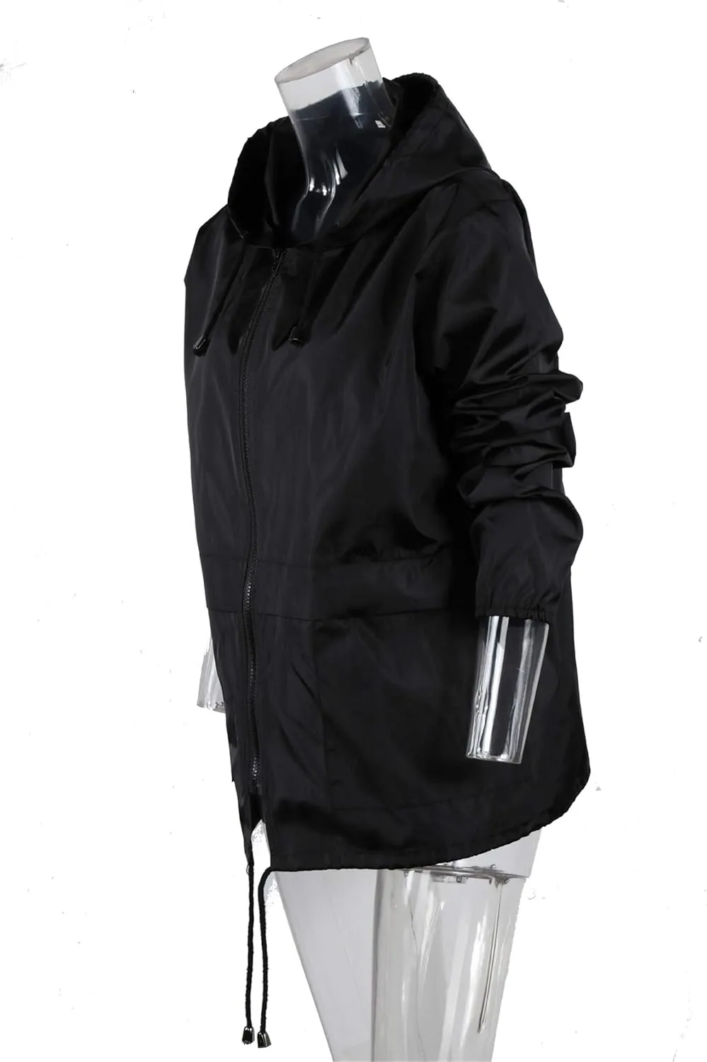 Andongnywell Zip Hoodie Women Lightweight Outdoor Drawstring Waterproof Raincoat Zipper Hooded Jacket