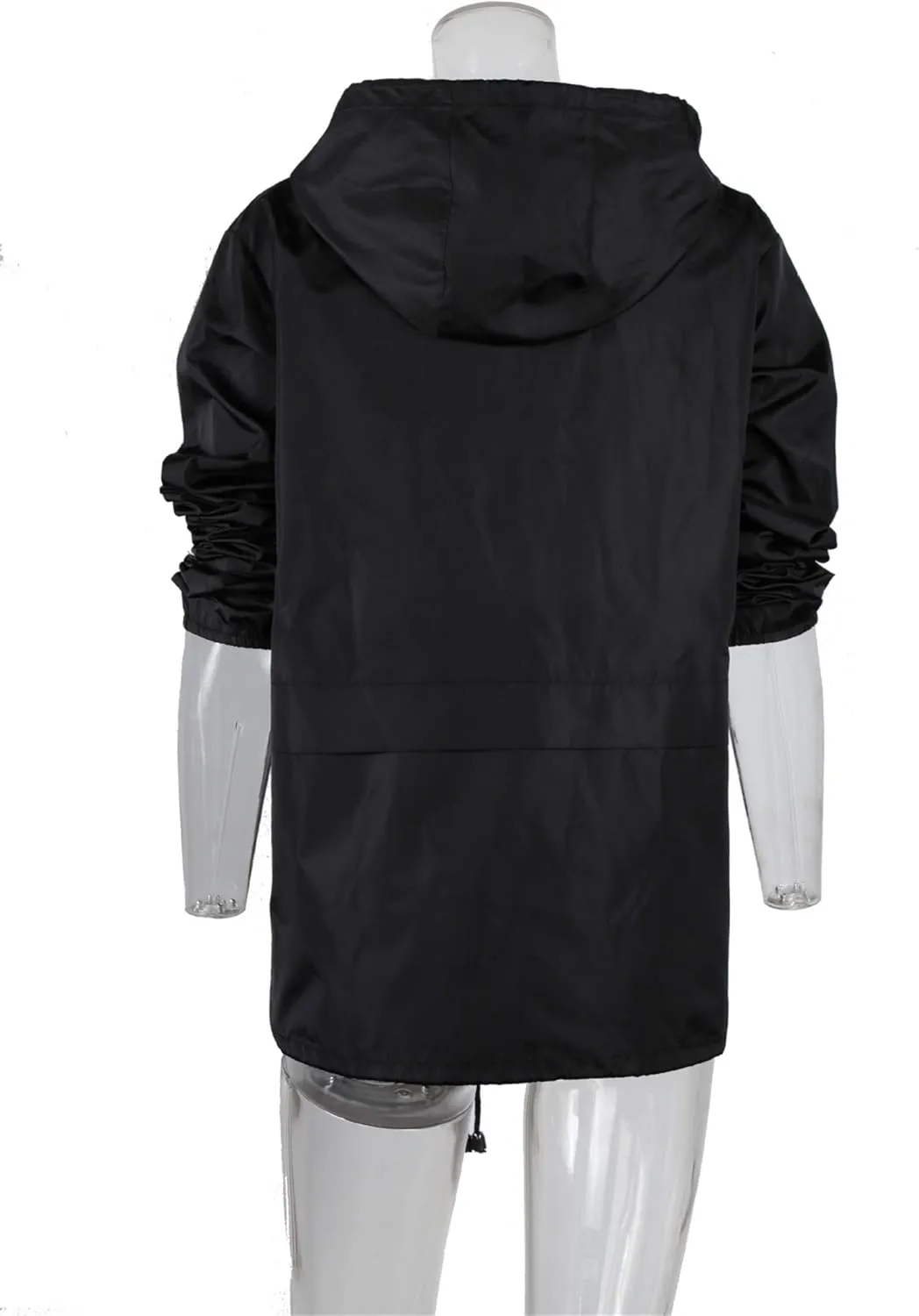 Andongnywell Zip Hoodie Women Lightweight Outdoor Drawstring Waterproof Raincoat Zipper Hooded Jacket