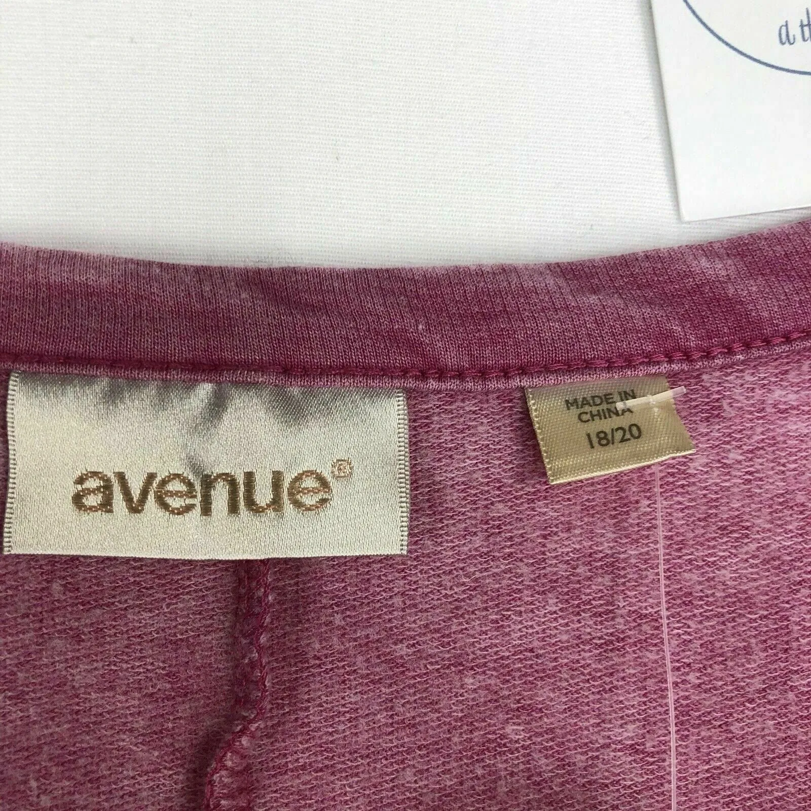 AVENUE Womens Heather Pink Scoop Neck Embellished Sweatshirt Size 18 / 20
