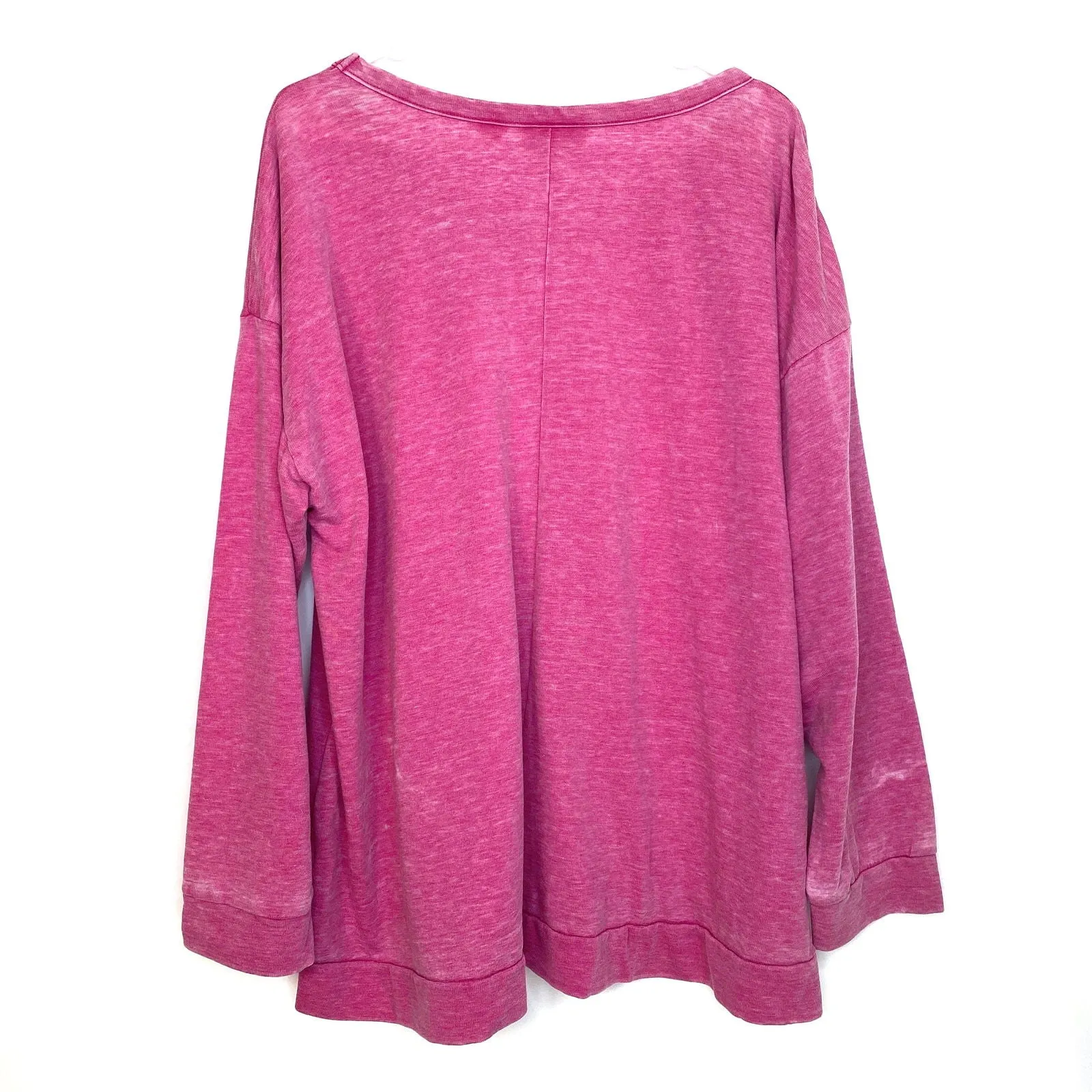 AVENUE Womens Heather Pink Scoop Neck Embellished Sweatshirt Size 18 / 20