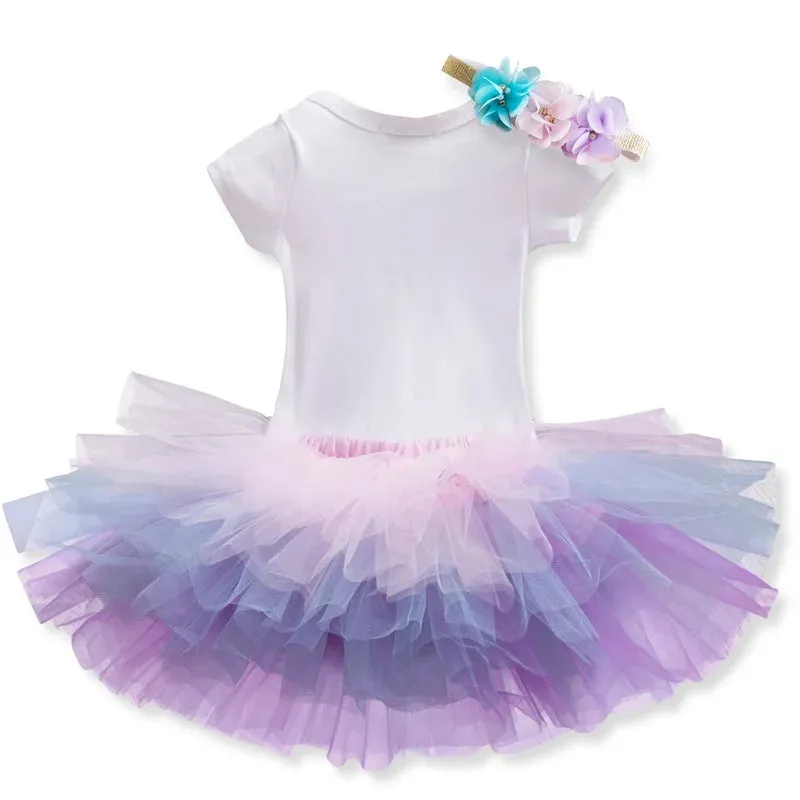Baby Girl Summer Unicorn 1Y Birthday Party Tutu Dress