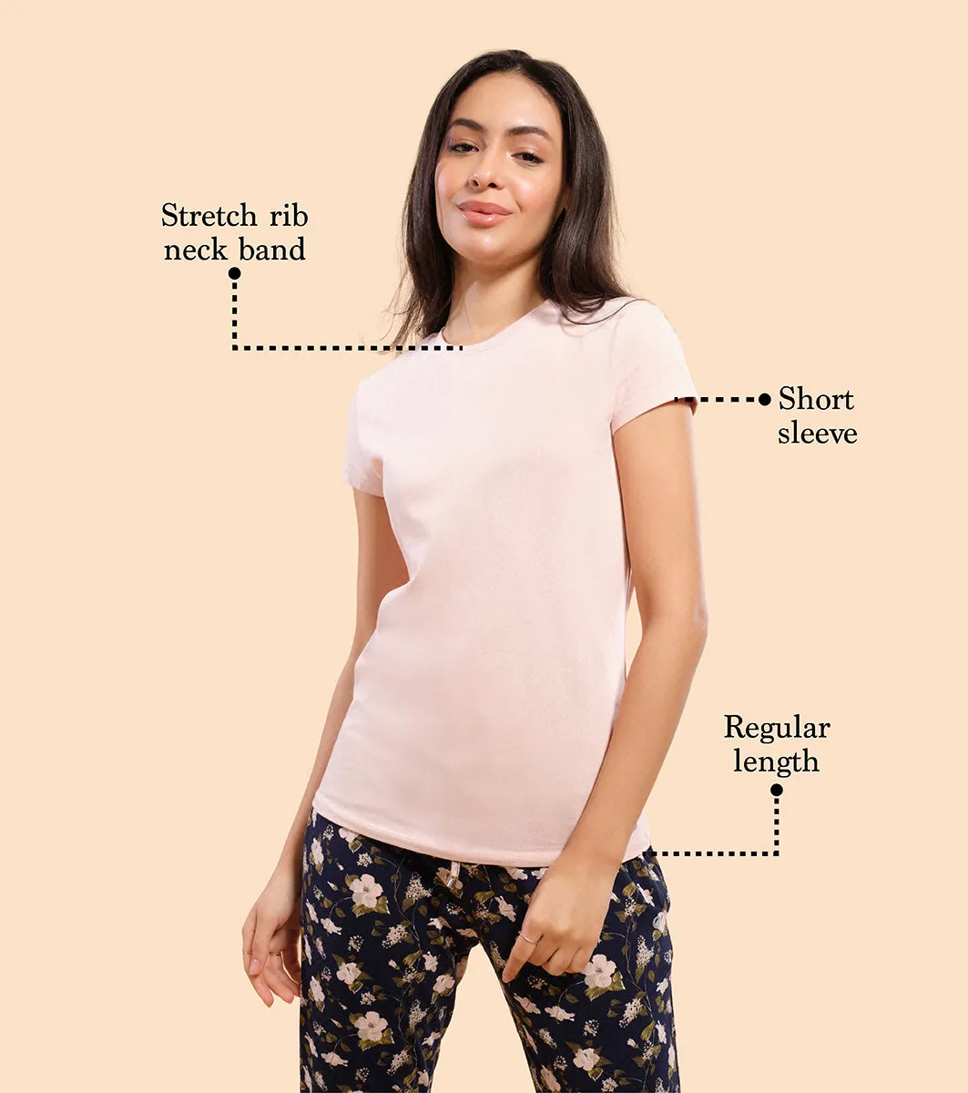 Basic Crew Tee – Graphic Print | Short Sleeve Crew Neck Stretch Cotton Tee