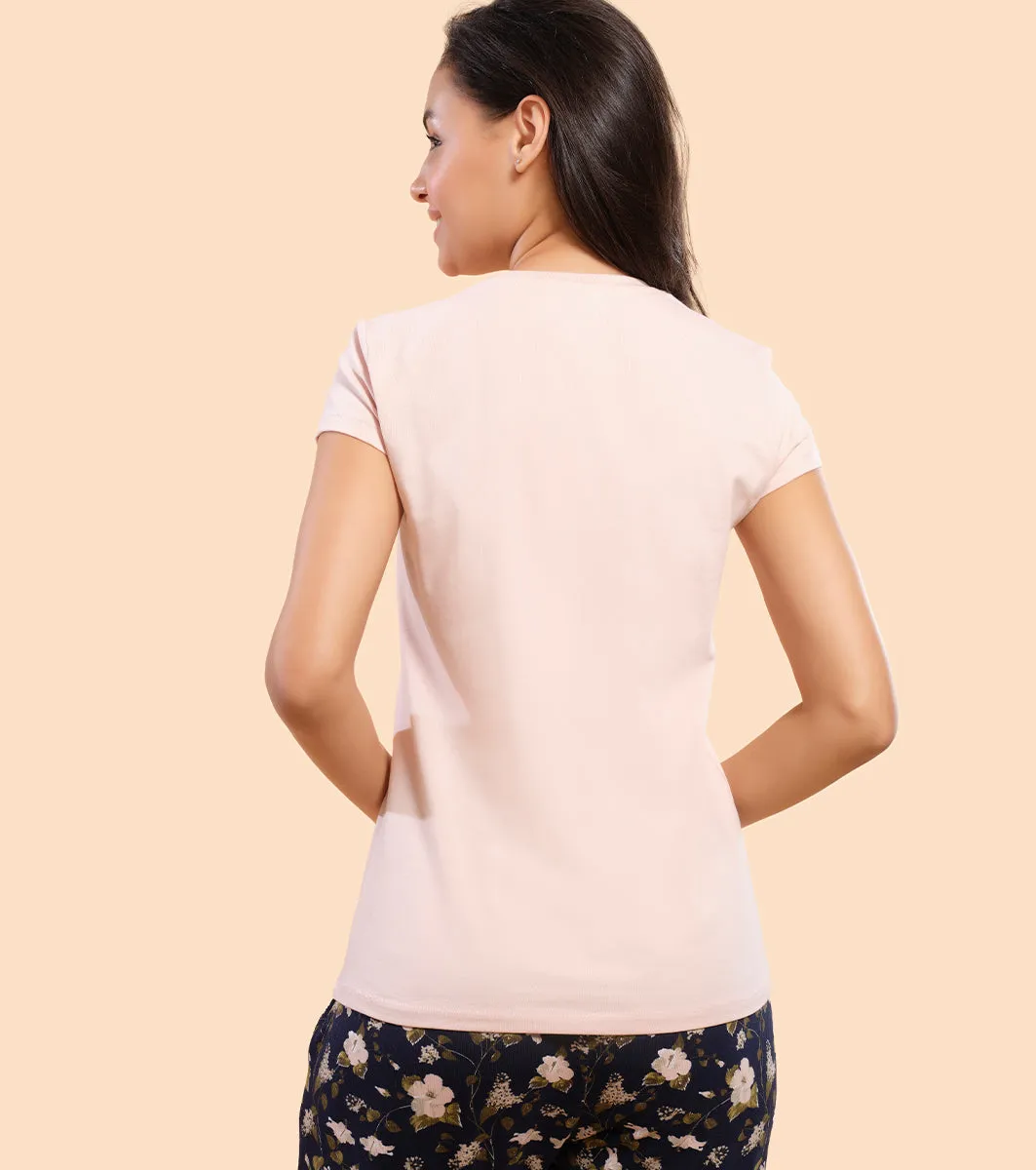 Basic Crew Tee – Graphic Print | Short Sleeve Crew Neck Stretch Cotton Tee