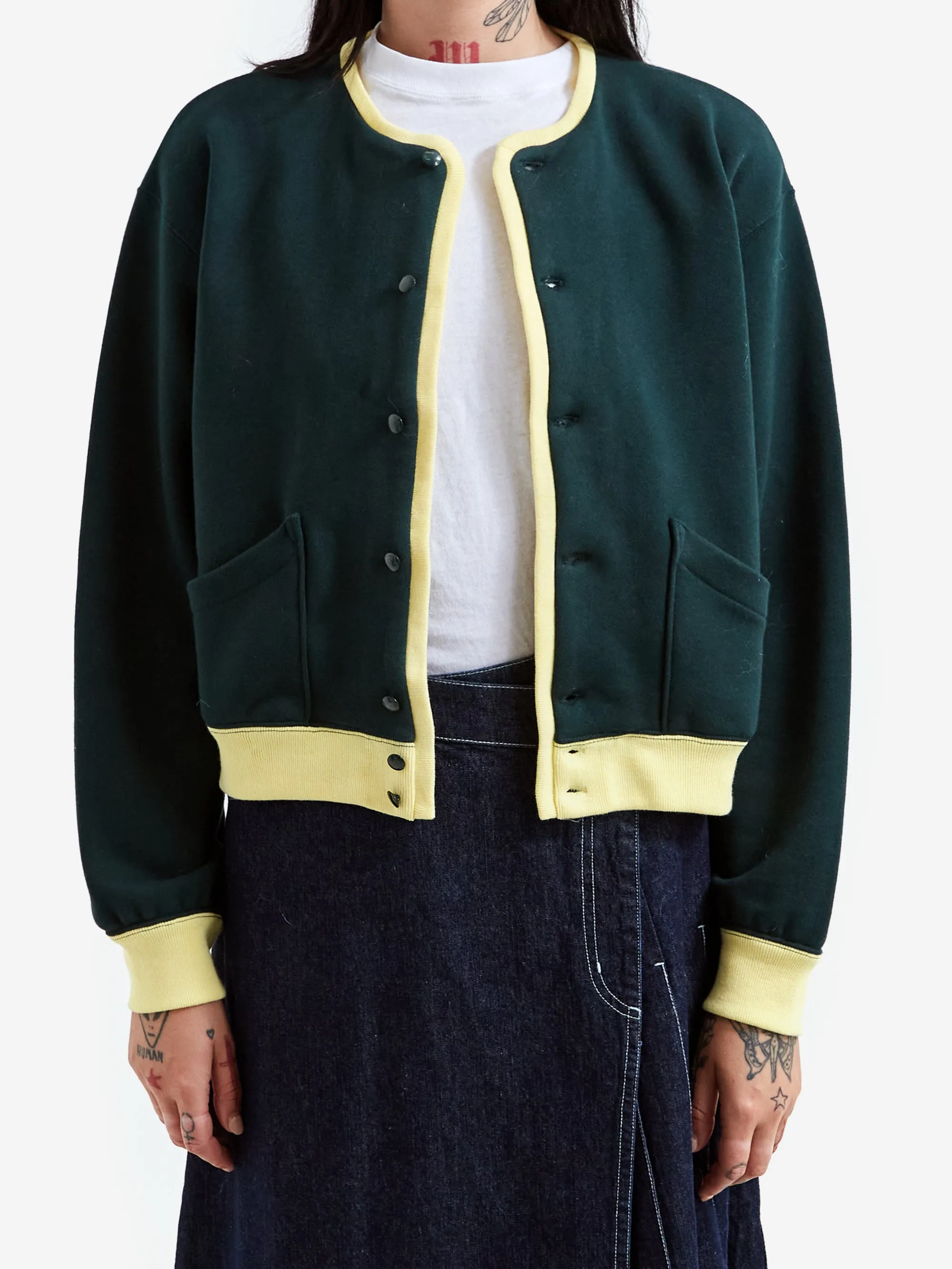 Beams Boy 2 Tone Sweat Cardigan - Dark Green