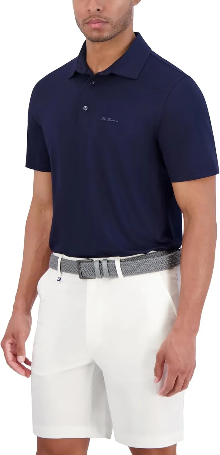 Ben Sherman Men's Pique Golf Sport Athletic Fit, UPF , Moisture-Wicking, Odor Resistant, Casual Shirt