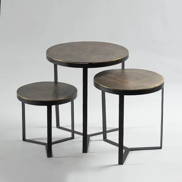 Black Iron Round Side Table | Center Coffee Table For Living Room & Home Set of 3