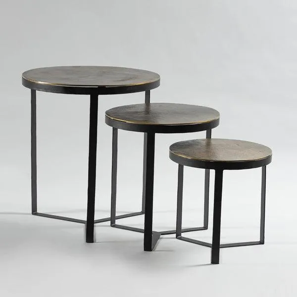 Black Iron Round Side Table | Center Coffee Table For Living Room & Home Set of 3