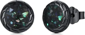 Black Stud Earrings 925 Sterling Silver Black Round Earrings Hypoallergenic Punk Gothic Jewelry Gifts Birthdays Christmas for Women Men