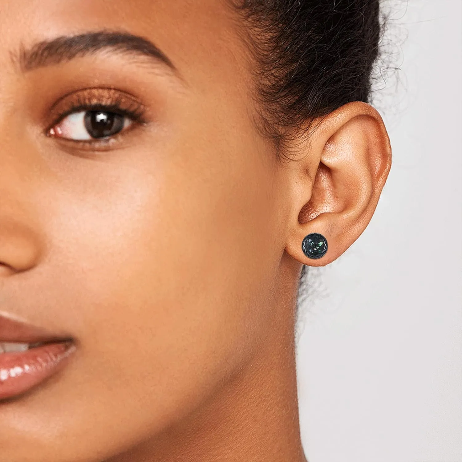 Black Stud Earrings 925 Sterling Silver Black Round Earrings Hypoallergenic Punk Gothic Jewelry Gifts Birthdays Christmas for Women Men
