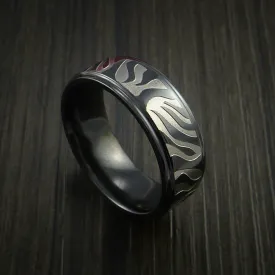 Black Titanium Men's Ring Textured Mokume Carved Pattern Band