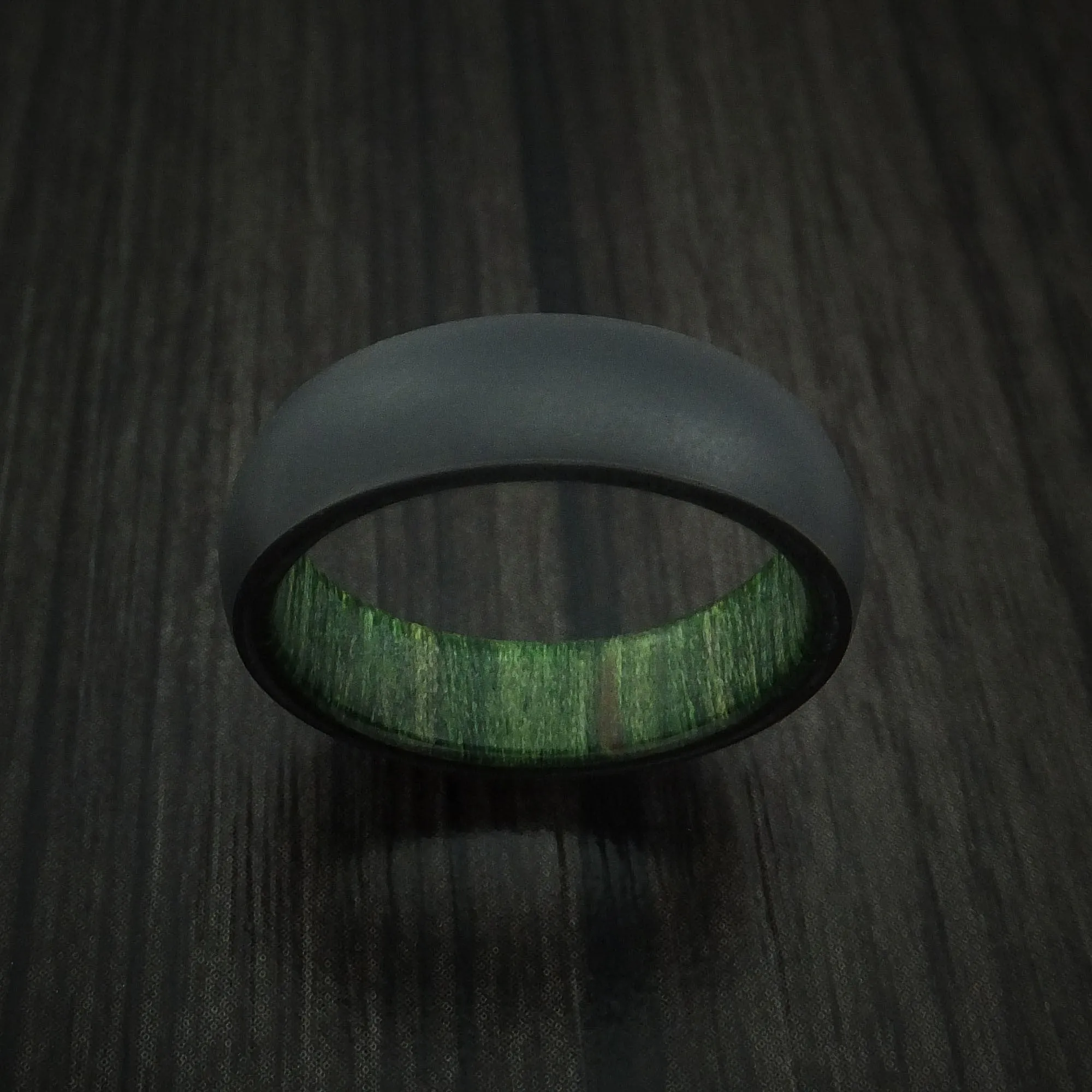 Black Zirconium and Hardwood Sleeve Men's Ring Custom Made