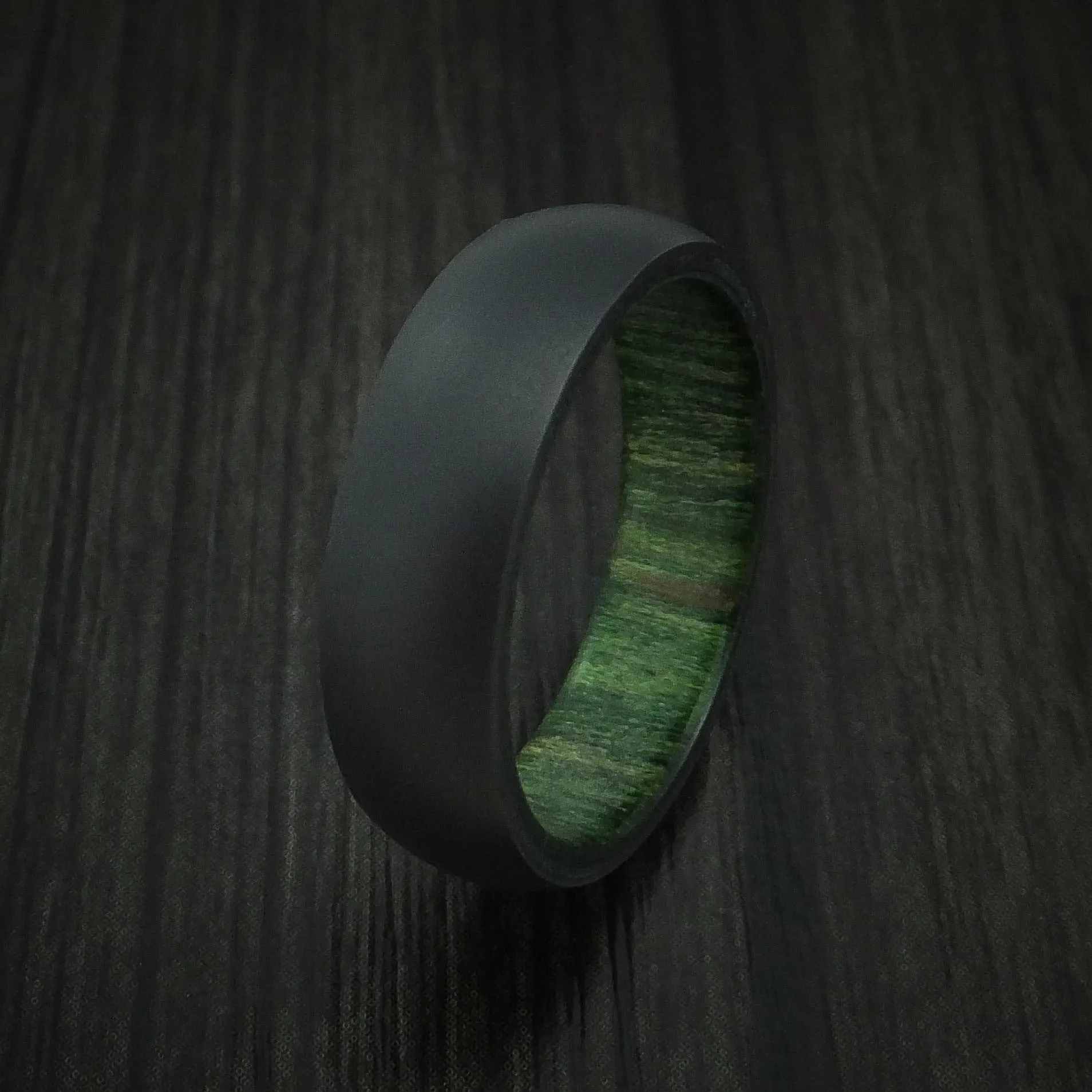 Black Zirconium and Hardwood Sleeve Men's Ring Custom Made