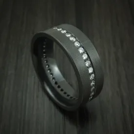 Black Zirconium And Lab Diamonds Eternity Men's Ring Custom Made Band