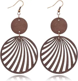 Boho Lightweight Wooden Hoop Hollow Earrings for Women Retro Natural Wood Teardrop Geometric Dangle Drop Earrings