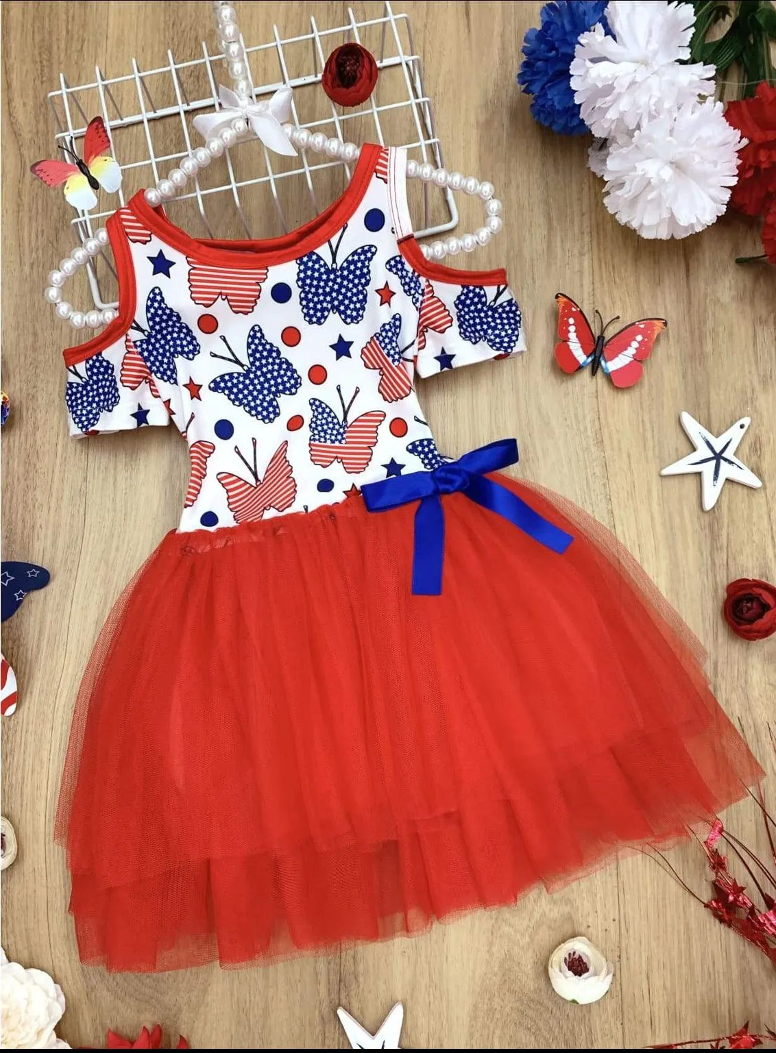 Bold Butterfly Cold Shoulder Tutu Dress