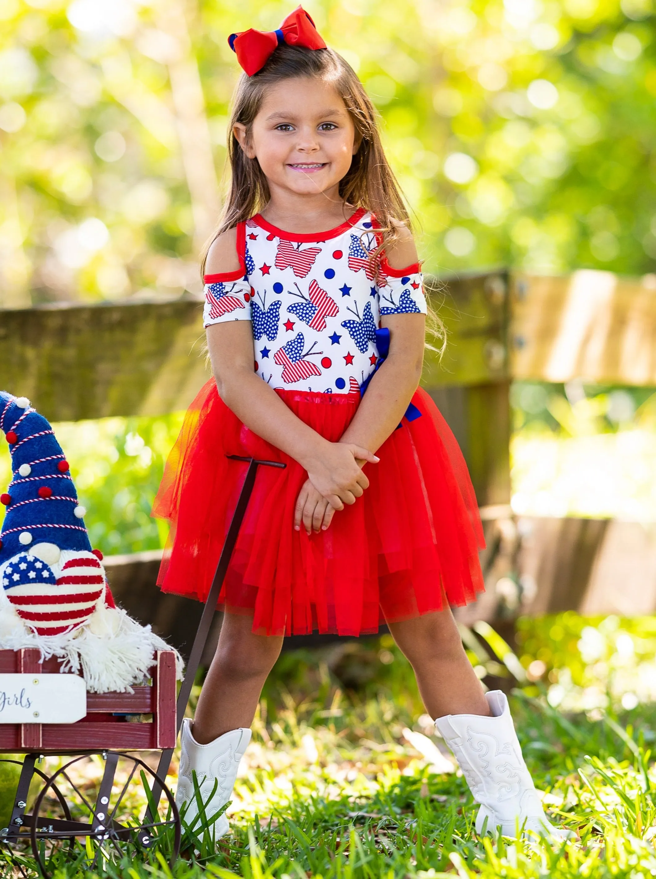 Bold Butterfly Cold Shoulder Tutu Dress