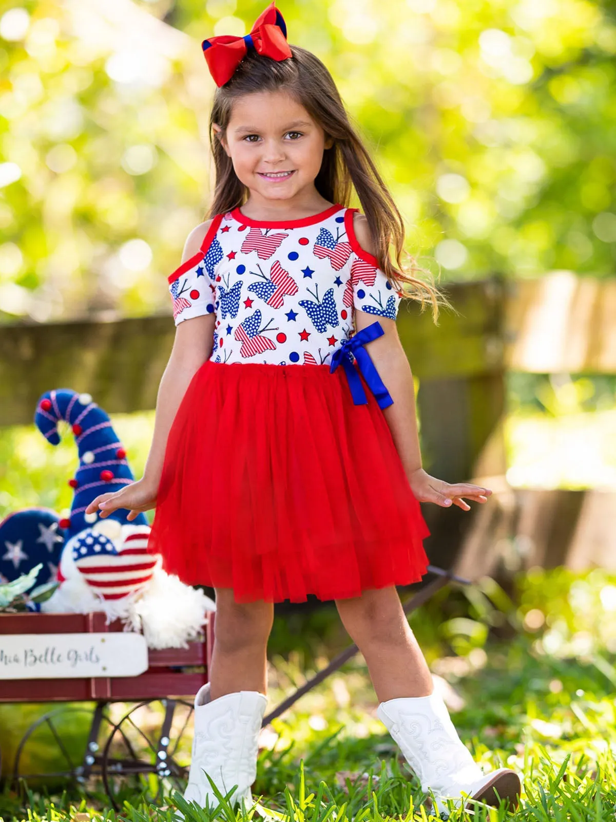 Bold Butterfly Cold Shoulder Tutu Dress