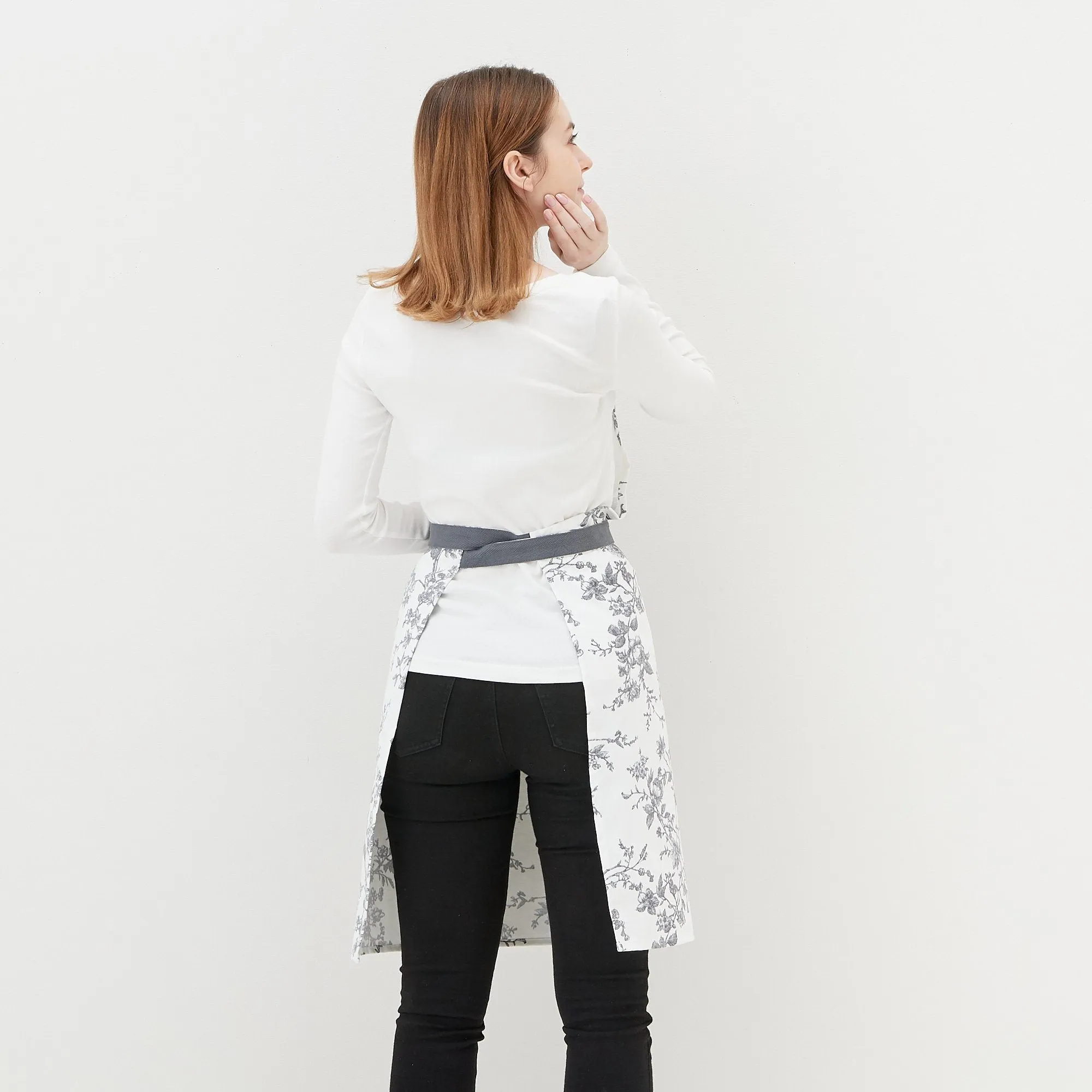 Botanical Cotton Full Apron Gray