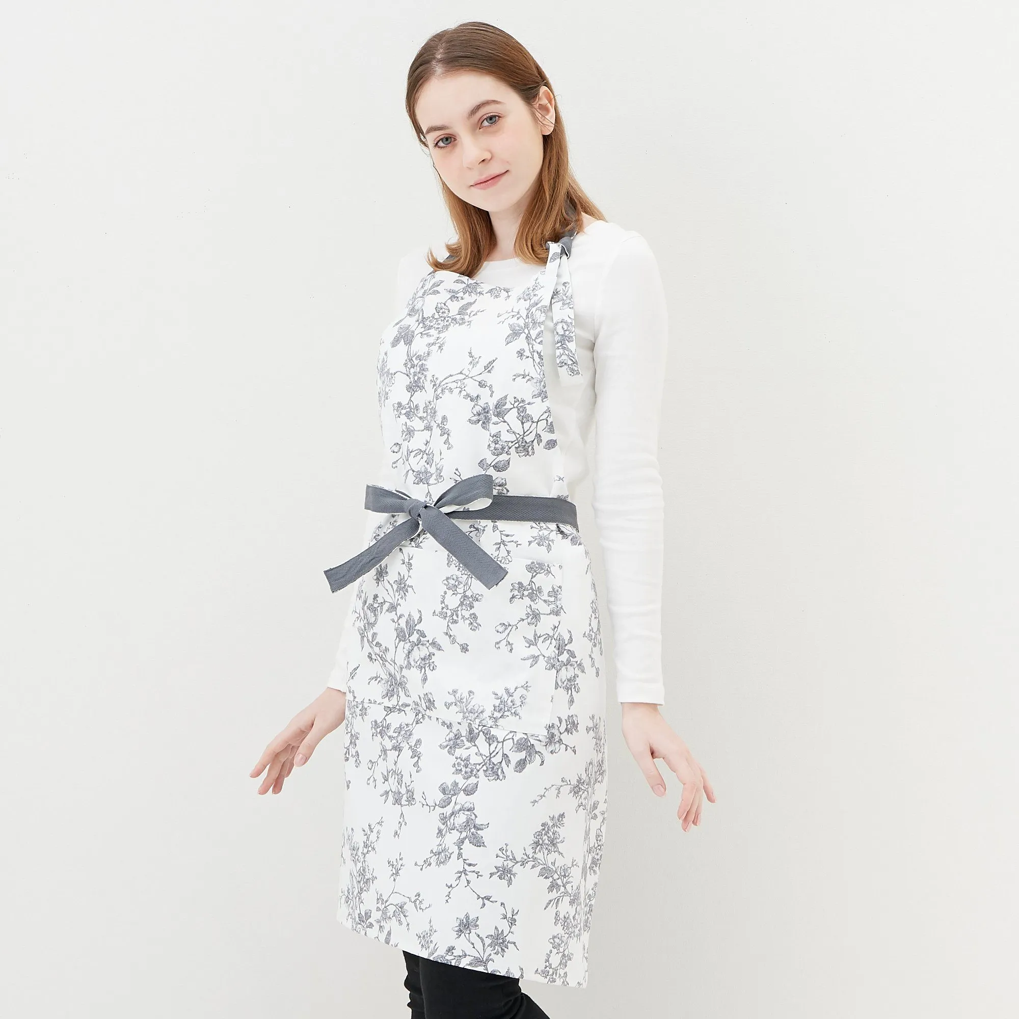 Botanical Cotton Full Apron Gray