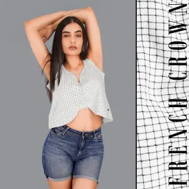 Bright White and Black Checkered Premium Cotton Crop Top